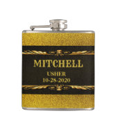 Elegant Black and Gold Wedding Flask Heupfles (Voorkant)