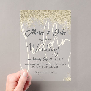Elegant Black and Gold Wedding Invitation Acryl Uitnodigingen