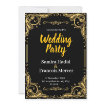 Elegant Black and Gold Wedding Invitation