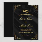 Elegant Black and Gold Wedding Invitation Kaart (Voorkant / Achterkant)