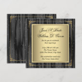 Elegant Black and Gold Wedding Kaart (Voorkant / Achterkant)