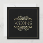 Elegant Black and Gold Wedding Kaart (Voorkant)