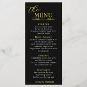 Elegant Black and Gold Wedding Menu Card (Devant)