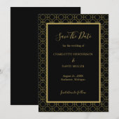 Elegant Black and Gold Wedding Save The Date (Voorkant / Achterkant)