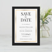 Elegant Black and Gold Wedding Save the Date Kaart (Staand voorkant)