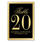 Elegant Black and Gold Wedding Table Number Kaart (Achterkant)
