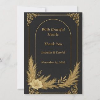 Elegant Black and Gold Wedding Thank You Card Bedankkaart
