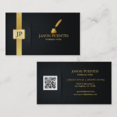Elegant Black and Gold Writer Visitekaartje (Voorkant / Achterkant)