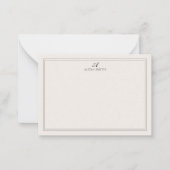 Elegant Black and Ivory Script Monogram Border Notitiekaartje (Voorkant)