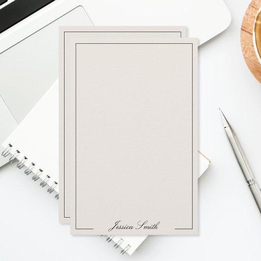 Elegant Black and Ivory Script Monogram Briefpapier