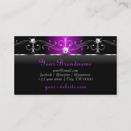 Elegant Black and Paars Squiggins Jewels Monogram Visitekaartje (Achterkant)