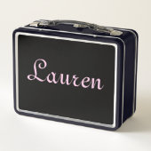 Elegant Black and Pink Metal Lunch Box (Dos)