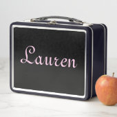 Elegant Black and Pink Metal Lunch Box (En situation)