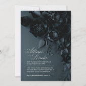 Elegant Black and Silpleding Foral Wedding-uitnodi Kaart (Voorkant)