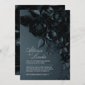 Elegant Black and Silpleding Foral Wedding-uitnodi Kaart (Voorkant / Achterkant)
