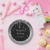 Elegant Black and Silver Starlights Weddenschap Papieren Bordje (Feest)