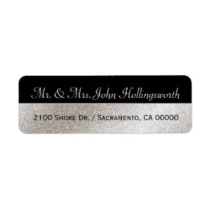 Elegant Black and Silver Tone Retouradreslabel Etiket
