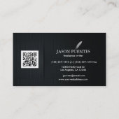 Elegant Black and Silver Writer Visitekaartje (Achterkant)