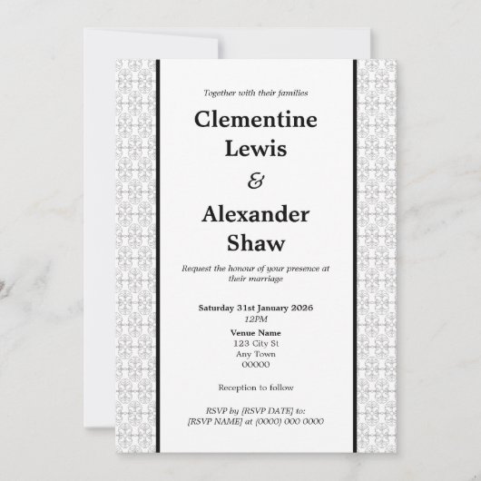 Elegant Black and White Art Deco Style Kaart (Voorkant)