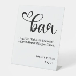 Elegant Black and White Bar Simple Script Wedding Reclamebord Met Voetstuk