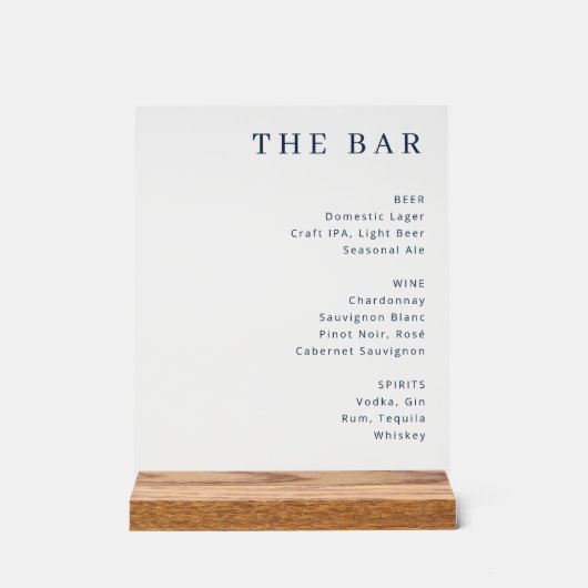 Elegant Black and White Beverage Menu Sign (Recto)