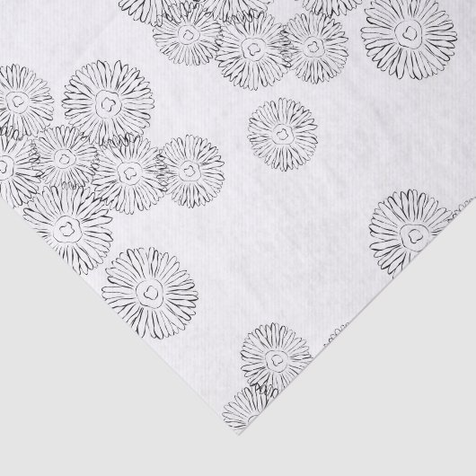 Elegant Black and White Boho Chic Daisy Pattern Tissuepapier (Detail)