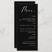 Elegant Black and White Calligraphy Wedding Menu (Voorkant / Achterkant)