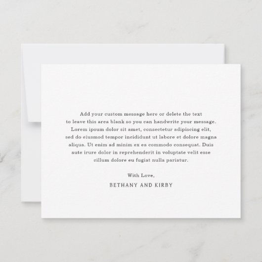 Elegant Black and White Classic Wedding Bedankkaart (Achterkant)