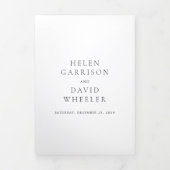 Elegant Black and White Classic Wedding Drieluik Uitnodiging (Cover)