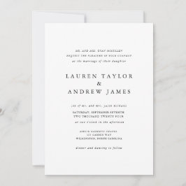 Elegant Black and White Classic Wedding Invitation Kaart