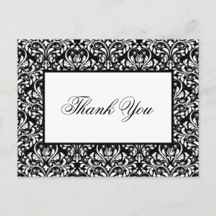 Elegant Black and White Damask Weddenschap Bedankt Briefkaart