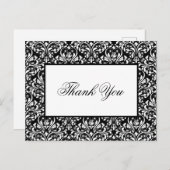 Elegant Black and White Damask Weddenschap Bedankt Briefkaart (Voorkant / Achterkant)