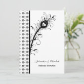 Elegant Black and White Damask Wedding Kaart (Staand voorkant)