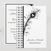 Elegant Black and White Damask Wedding Kaart (Voorkant / Achterkant)