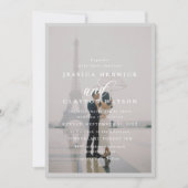 Elegant Black and White Faux Vellum Photo Weddensc Kaart (Voorkant)