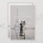 Elegant Black and White Faux Vellum Photo Weddensc Kaart (Voorkant / Achterkant)