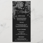  Elegant black and white floral lace Wedding Menu (Devant)