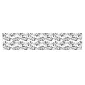 Elegant Black and White Floral Pattern Korte Tafelloper (Horizontaal)