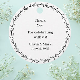 Elegant Black and White Floral Wedding Bedankjes Labels