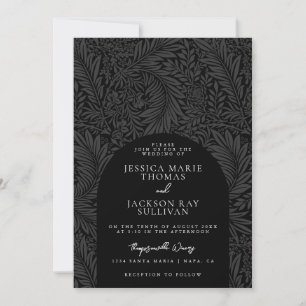 Elegant Black and White Floral Wedding Kaart