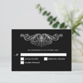 Elegant black and white Gothic Wedding RSVP Card (Debout devant)