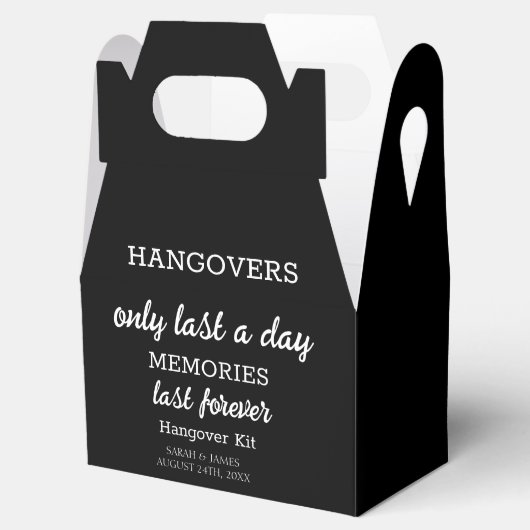 Elegant Black and White Hangover Wedding Custom Bedankdoosjes (Geopend)
