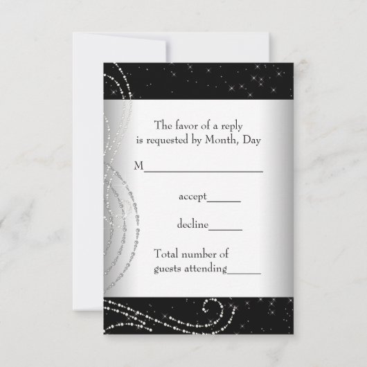 Élégant Black and White Masquerade Party RSVP (Dos)