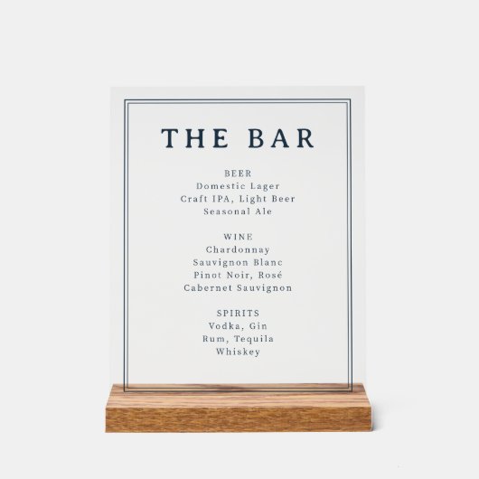 Elegant Black and White Menu Sign (Recto)