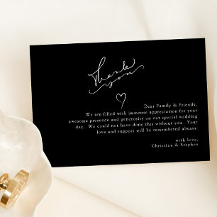Elegant Black and White Minimalist Wedding Bedankkaart