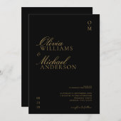 Elegant Black and White Minimalist Wedding Kaart (Voorkant / Achterkant)