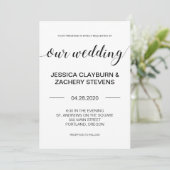 Elegant Black and White Minimalist Wedding Kaart (Staand voorkant)