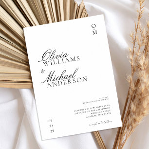 Elegant Black and White Minimalist Wedding Kaart