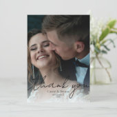 Elegant Black and White Modern Wedding Bedankkaart (Staand voorkant)