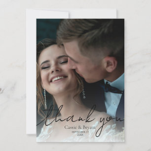 Elegant Black and White Modern Wedding Bedankkaart